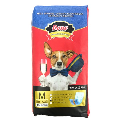 DONO 수컷용 매너패드 강아지 기저귀 블루진 M 18매, 1팩