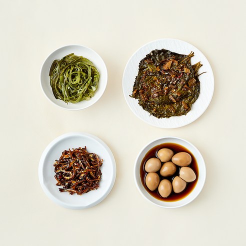 [로켓프레시] 압구정 예향 집밥 밑반찬 깻잎찜 50g + 메추리알장조림 80g + 고추장멸치볶음 40g + 미역줄기볶음 40g 세트 A