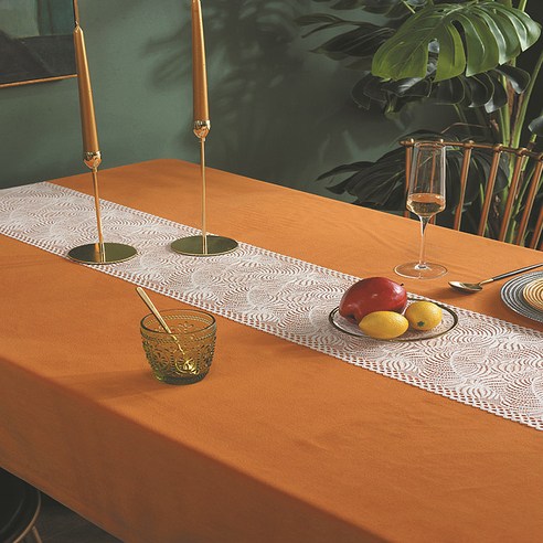마켓에이 벨벳 하이엔드 심플 식탁보, 오렌지, 130 x 180 cm