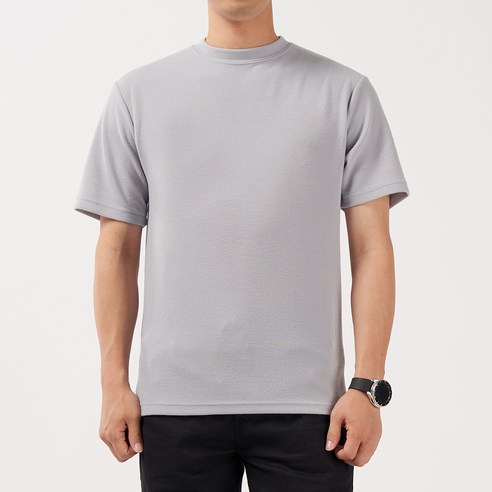 언탭트 남성용 아이스 니트 라운드 반팔 티셔츠