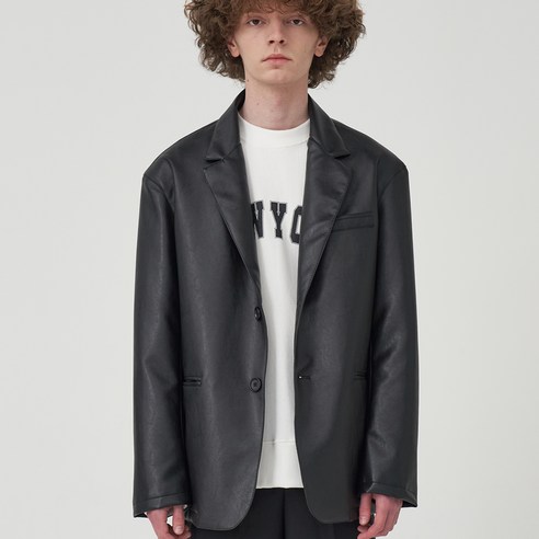 씨오큐 남성용 488 LEATHER OVERFIT BLAZER JACKET
