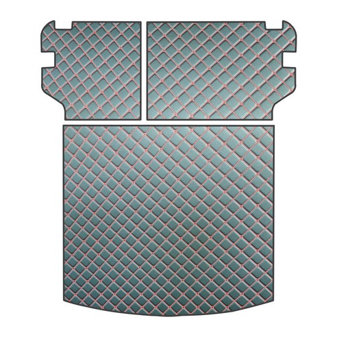 아이빌 입체퀼팅 4D 가죽 트렁크매트 + 2열 등받이 풀세트 일체형 더블 플로어, 블랙 + 레드 스티치, 쌍용 토레스, 쌍용