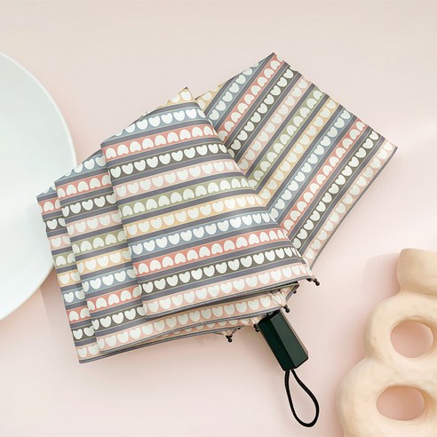 랩시스텍 하트 스트라이프 3단 수동 양우산