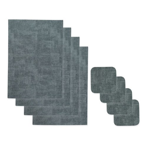 대한몰 티코스터 4p + 테이블매트 4p 세트, 블루, 티코스터(100 x 100 x 20 mm), 테이블매트(430 x 300 x 20 mm)