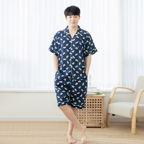 씨엘스토리 남성용 아보카도 인견 반팔잠옷 상하세트