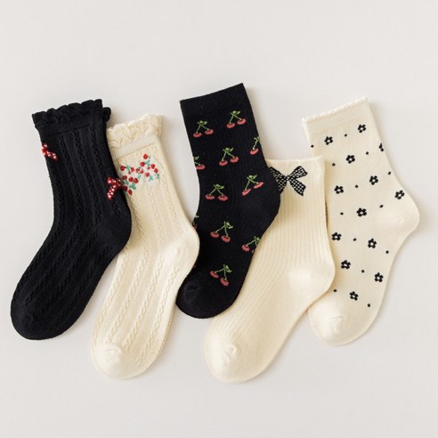 꼼제 여아용 SF클래식 양말 5종 세트 – 귀엽고 스타일리시한 선택 여아양말