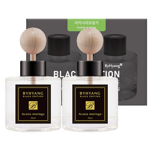 바이향 블랙에디션 카 디퓨저 50ml 본품, 2개, 아카시아모링가