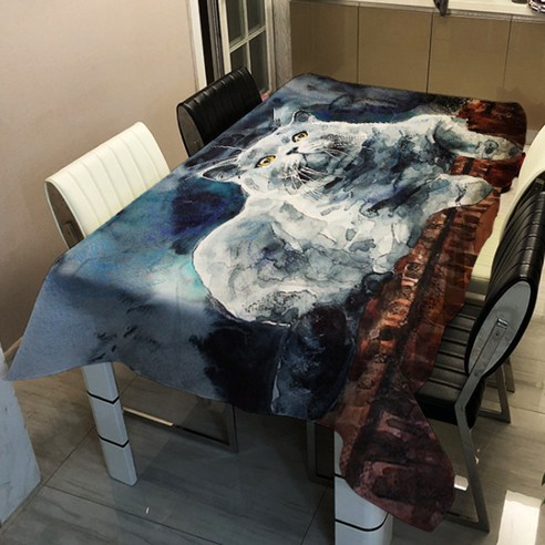 알럽홈 워터컬러 캣 프린팅 스퀘어 홈 테이블 커버, TYPE1, 90 x 90 cm