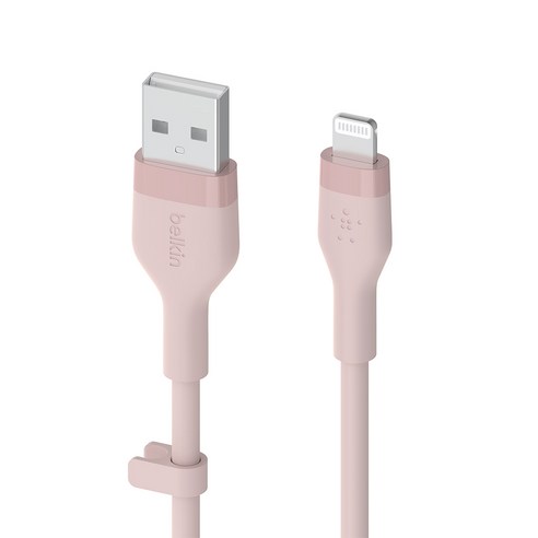 벨킨 플렉스 USB A-라이트닝 아이폰 고속 충전 케이블 CAA008bt1M, 핑크, 1m, 1개