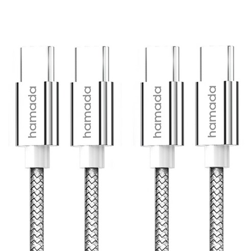 하마다 65W PD C to C 고속 충전 케이블 2p, 실버, 2m, 2개