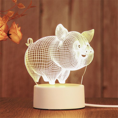 지니샵 usb 아크릴 3d 무드등, 37 3D 돼지