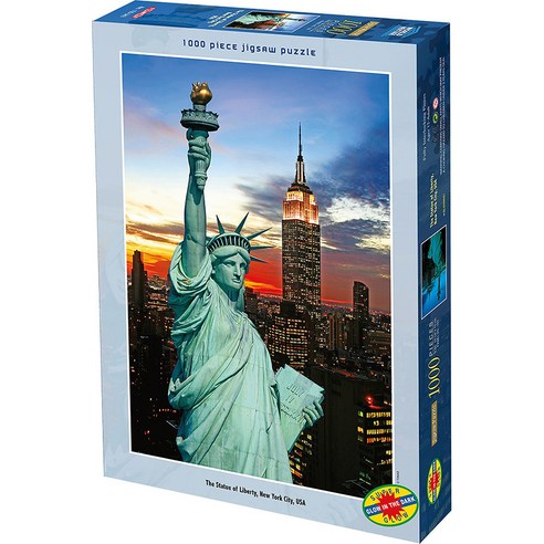 자유의 여신상 뉴욕 미국 야광효과 직소퍼즐 TMX-100-343, 혼합색상, 1000피스