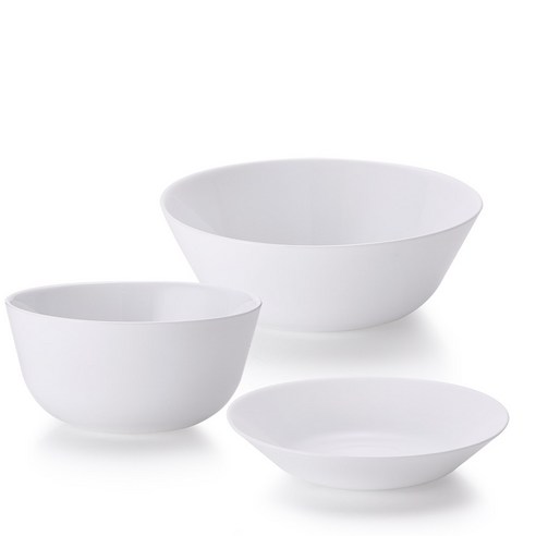 파이렉스 밀크글라스 공기 대접 앞접시 1인 세트 3p, 밥공기 + 국그릇 + 앞접시, 밀크화이트