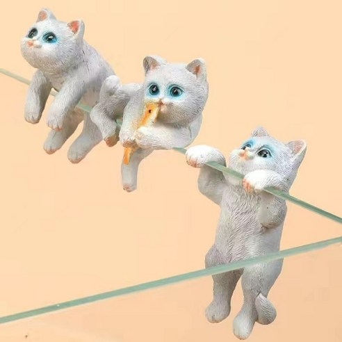 다용도 홀더 매달린 고양이 장식 3종 세트, 그레이