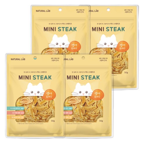 네츄럴랩 고양이 미니 스테이크 간식, 혼합맛(치킨/대구), 50g, 4개