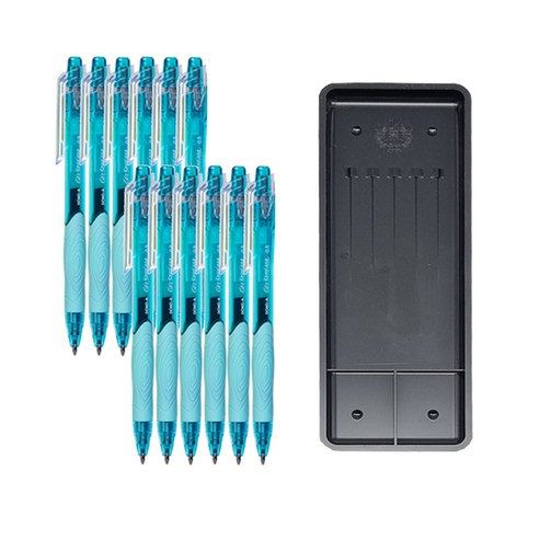 동아 겔스트림 볼펜 0.5mm 12p + 매표 펜접시 C형, 에메랄드, 1세트