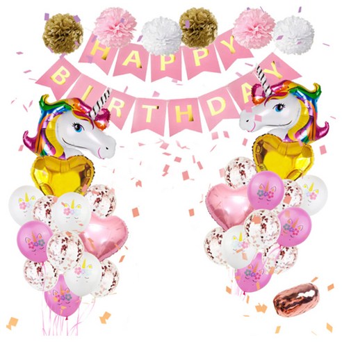 마켓피오 생일파티풍선세트, 유니콘, 1세트