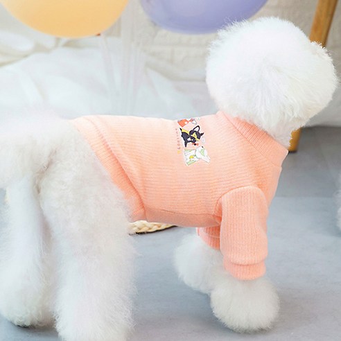 산책길을 지키는 퍼피 레인저 따뜻한 강아지 스웨터, 핑크