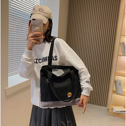 히또리 지퍼 주머니 캐쥬얼 숄더 에코백