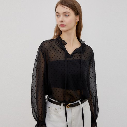 잇터 Chiffon dots blouse