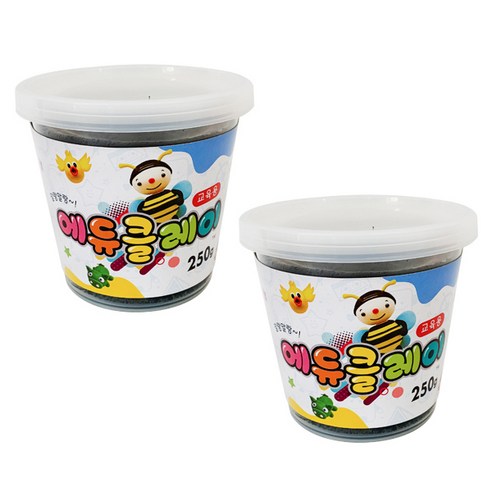 에듀클레이 유아용 클레이 2p, 검정, 250g, 2개