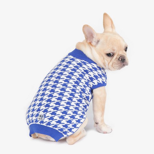 리얼펫 하운드체크 니트 강아지옷, ROYAL BLUE