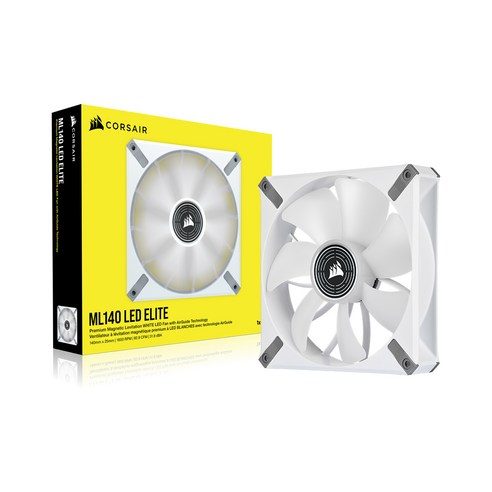 커세어 ICUE ML140 LED ELITE 케이스쿨러 화이트, 로켓배송, LED라이트 포함, 수냉 방식, 140mm 팬 크기, 2021년도 출시, 중국 제조