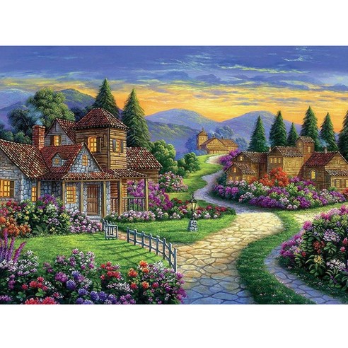 알로데 화려한 하우스 포근한 그림 보석십자수 DIY키트 40 x 50 cm 라운드, NO 09, 1세트