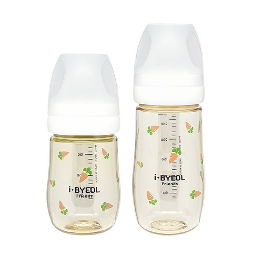아이별프렌즈 국내 제조 유아용 PPSU 노꼭지 당근 캐럿 젖병 180ml + 270ml 세트 트윈팩, 화이트, 1개
