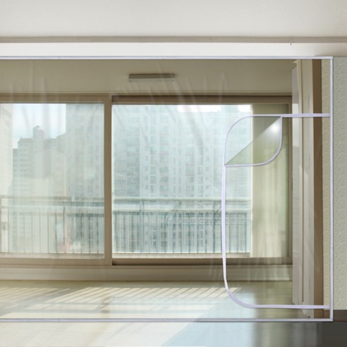 다샵 베란다형 지퍼식 EVA 방풍비닐 바람막이 투명 450 x 250 cm + 찍찍이테이프 15p, 1세트