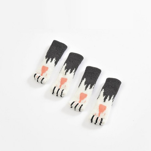 양이 발바닥 소음방지 의자 발 커버 4p, 블랙 패턴, 4개