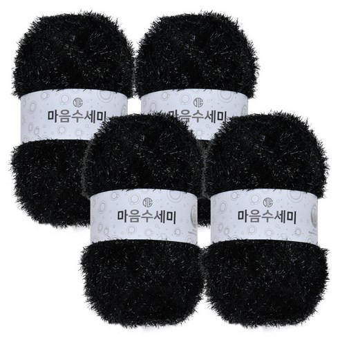 브랜드얀 마음 수세미 뜨개실 4p, 50 블랙