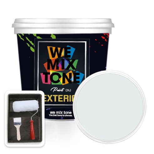 WEMIXTONE 외부용 EXTERIOR 페인트 3L + 붓 + 로울러 + 트레이 세트, WMT0281P01(페인트), 1개