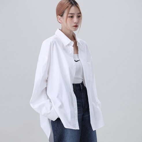 편안하고 세련된 사계절용 어썸어라운드 여성용 옥스포드 오버핏 셔츠