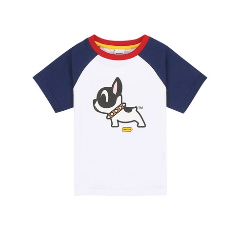팬콧 아동용 팝바우 라글란 배색 반팔티