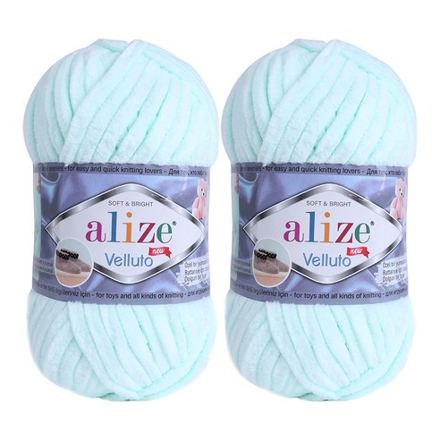 alize 마마니트 알리제 벨루토 뜨개실, 15 파스텔민트, 2개