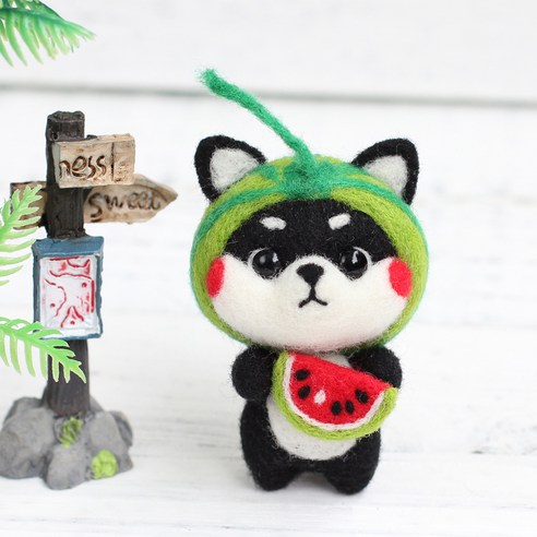 아트조이 DIY 양모펠트 키트, 1세트, 수박검둥시바