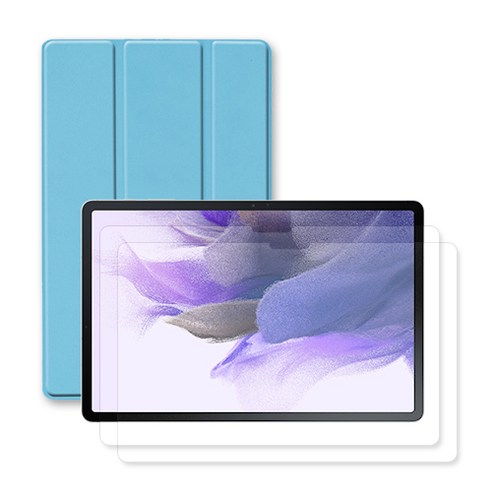 태블릿PC 북커버 케이스 + 강화유리 2p, 소다(북커버 케이스)