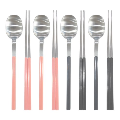 보겐 샤르망 샤틴 수저 4인 세트, 소프트핑크, 차콜, 1세트, 숟가락 4p + 젓가락 4p