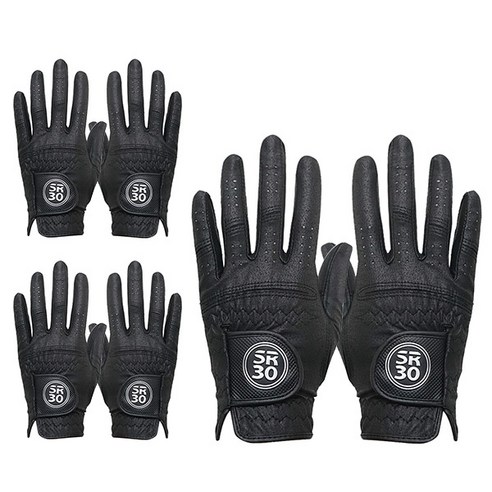 SR30 여성용 스페셜 극세사 합피 골프장갑 양손착용 3세트, 블랙