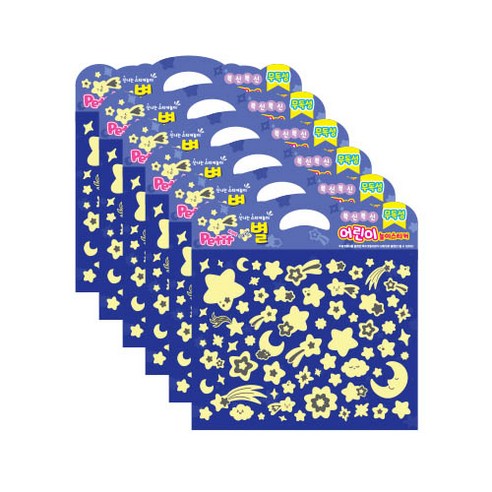 쁘띠팬시 야광별 교육용스티커 DA6005, 혼합색상, 6개
