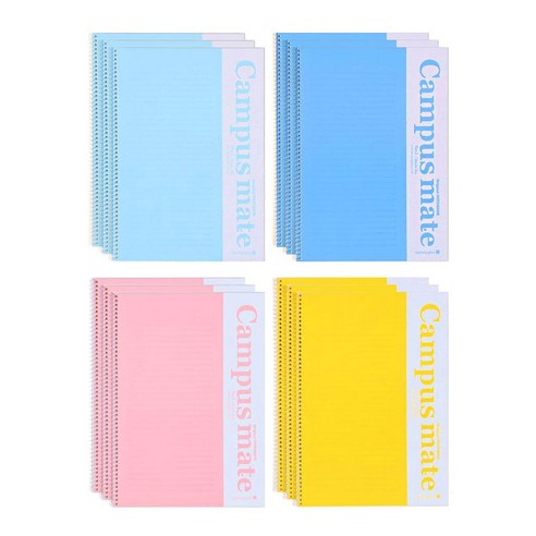 모닝글로리 12000 캠퍼스메이트 좌철 노트 ver.2 20절 4종 x 3p, 스카이블루, 블루, 옐로우, 핑크, 1세트