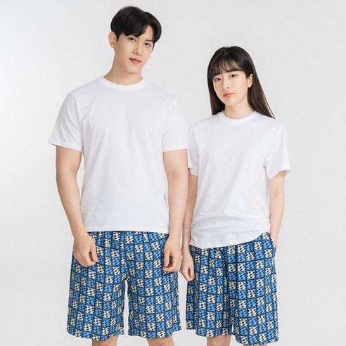 디노바시 남여공용 그린인견 주머니 파자마 바지 타일체크