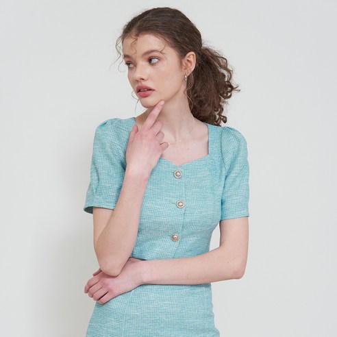 벰버 SQUARE NECK SUMMER TWEED CROP JACKET