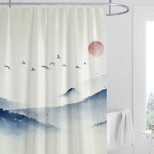베이직 자연풍경 욕실 샤워 커튼 A04 150 x 180 cm, 1개