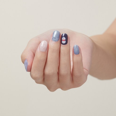 데싱디바 글로우 네일스티커 + Prep Pad 2p + Nail File 세트, 해피 스노우, 1세트