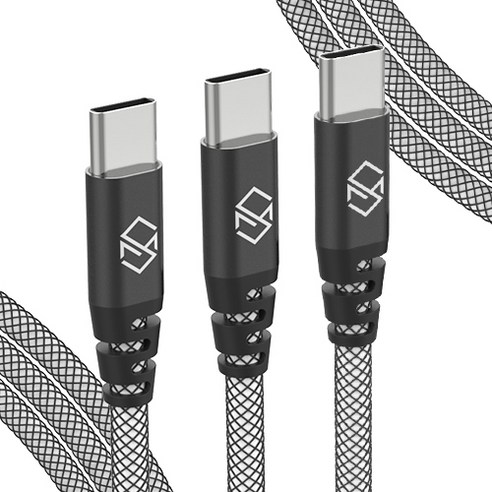 Shinjimoru Mesh C-Type Quick Charging Cable 3p, 3m, Black