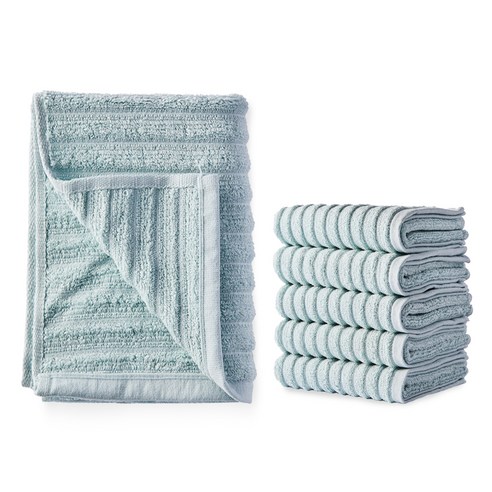 소프트터치 데일리 퓨어 세면타월 115g 30수 면사 5p + 퓨어 바스타올, 세면타올(민트), 바스타올(민트), 1세트