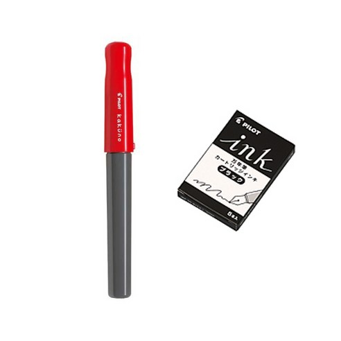 파이롯트 카쿠노 만년필 + 카트리지 5p 세트, F, R(만년필), 블랙(카트리지)