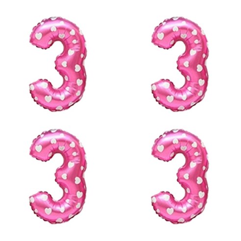 숫자 은박 풍선 소, 하트핑크 3, 4개